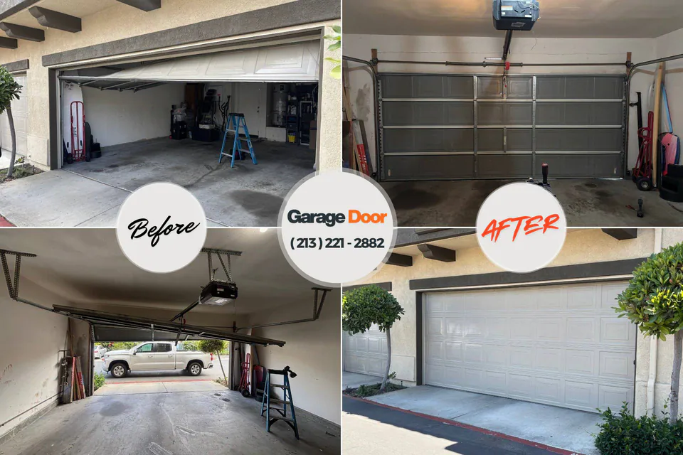 Before and after: garage door repair Oxford, GA